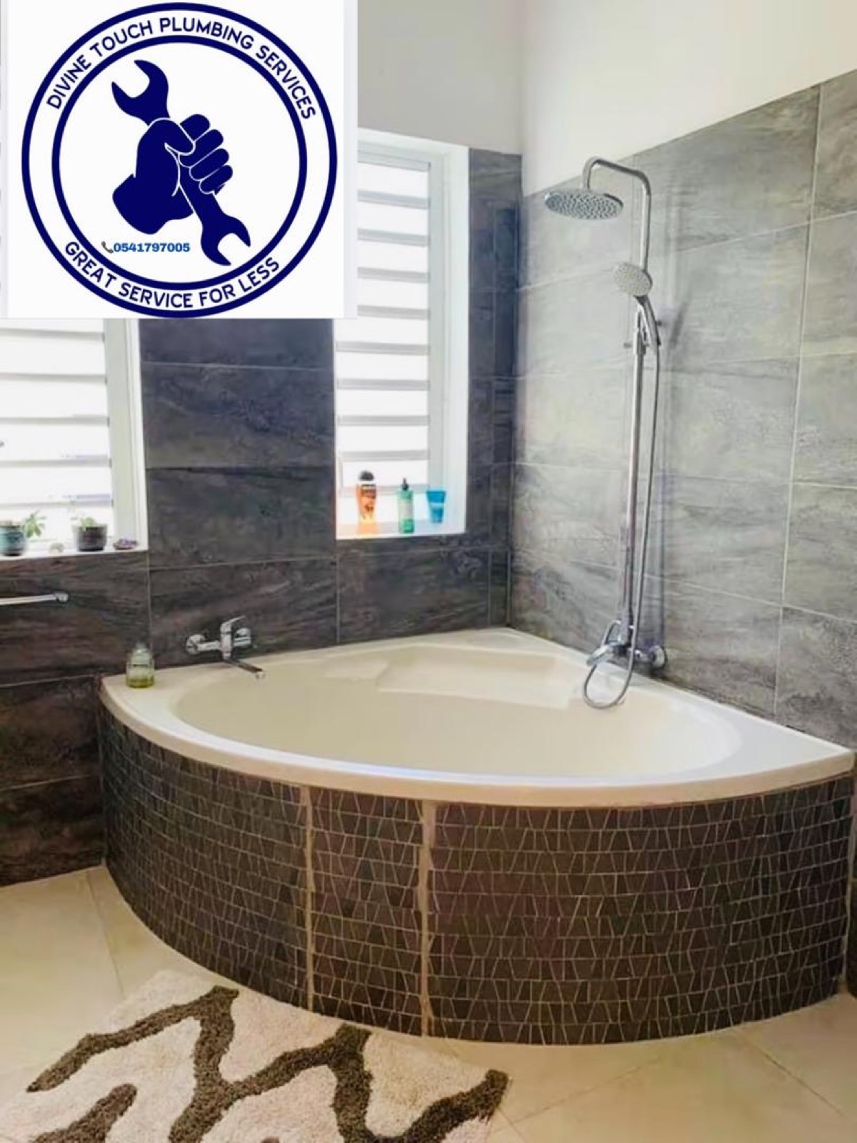 Corner bath & rainfall shower